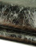 Steel METALLIC leather skin, soft WRINKLED goatskin, bright sparkle hide for hobbyists B19334-MT La Garzarara