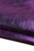 IRIDESCENT METALLIC purple leather skin, soft bright goatskin, sparkle wrinkled hide 0.5 - 0.6 mm for hobbyists B19333-MT La Garzarara