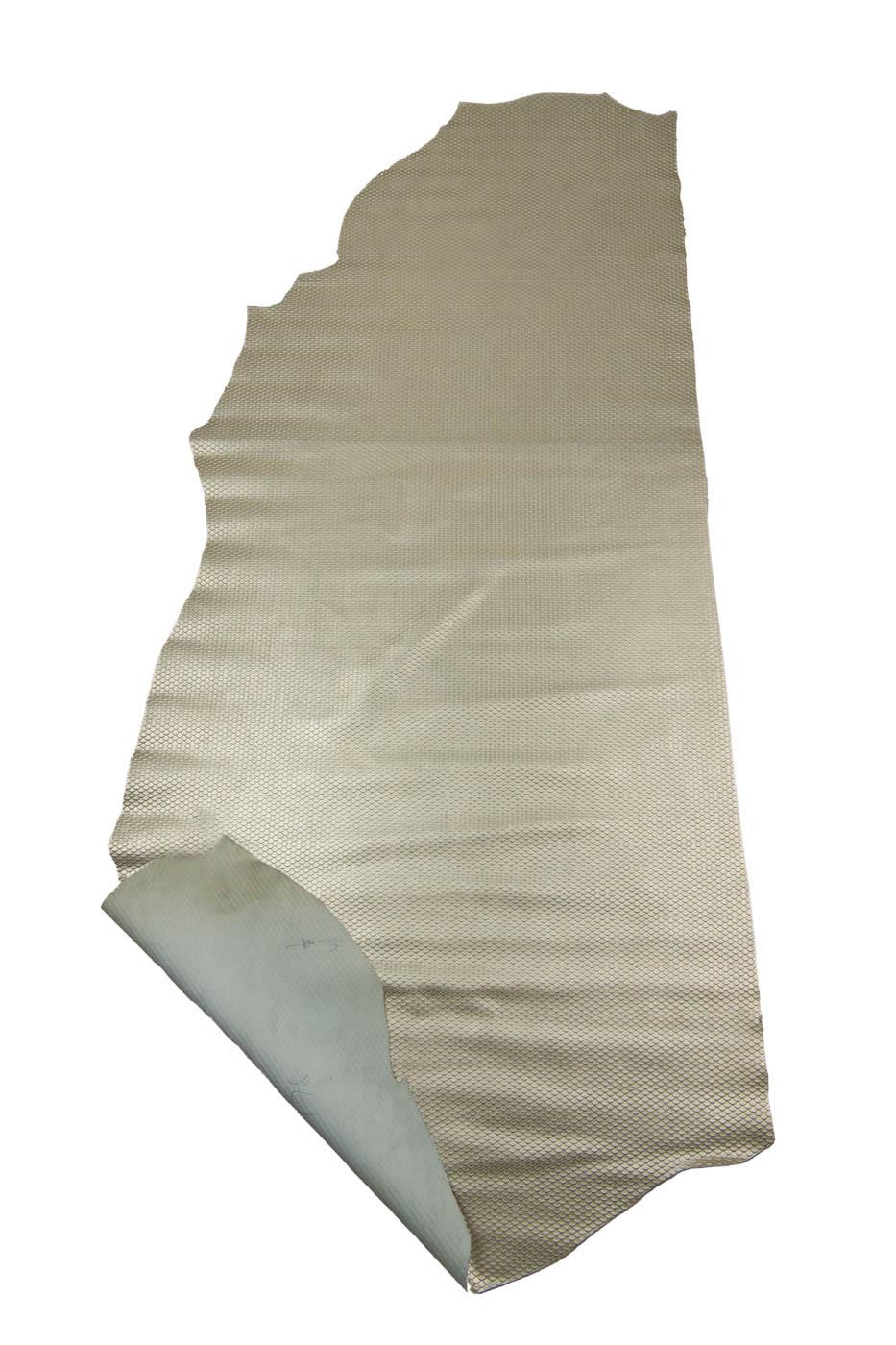 Silver REPTILE embossed leather skin, snake METALLIC printed cowhide, soft bright calfskin for diy projects B19323-MT(st) La Garzarara