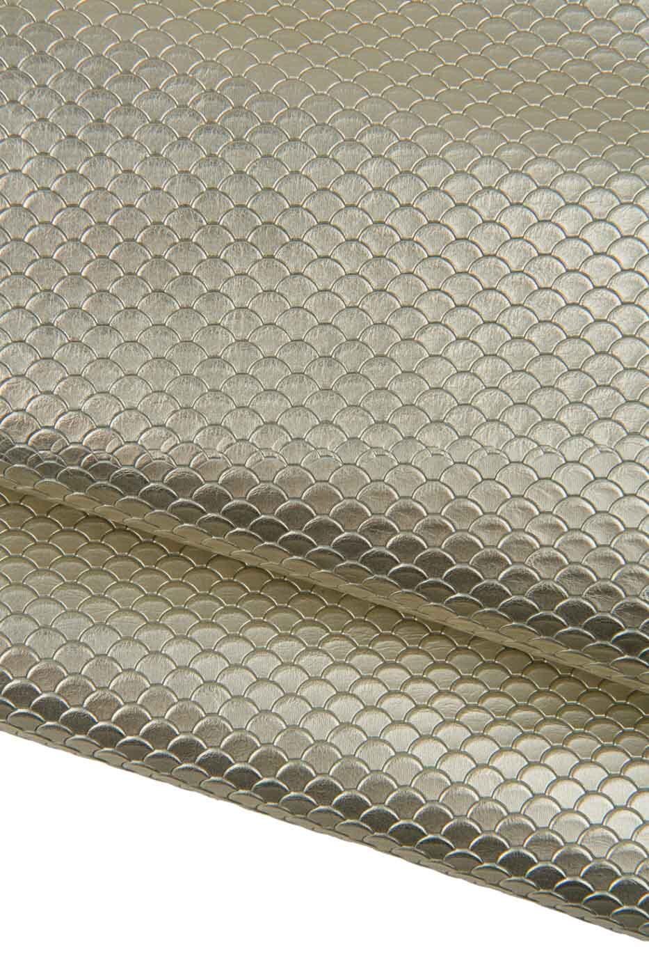 Silver REPTILE embossed leather skin, snake METALLIC printed cowhide, soft bright calfskin for diy projects B19323-MT(st) La Garzarara