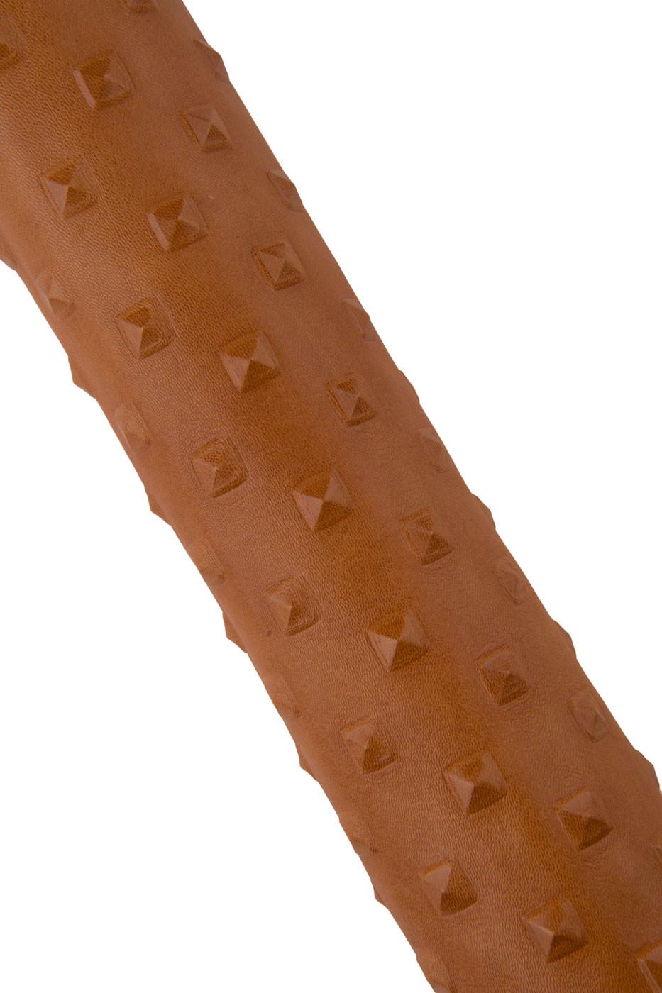Tan brown EMBOSSED leather skin, glossy soft goatskin, RELIEF printed hide, 0.6 - 0.8 mm B19384-ST La Garzarara