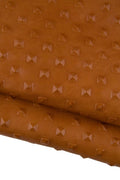 Tan brown EMBOSSED leather skin, glossy soft goatskin, RELIEF printed hide, 0.6 - 0.8 mm B19384-ST La Garzarara
