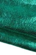 Turquoise CROCODILE METALLIC leather skin, aquamarine soft aged goatskin, bright sparkle reptile textured hide for hobbyists B19395-MT(st)