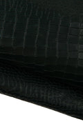 Dark green GLOSSY CROCODILE embossed cowhide, soft matt reptile printed leather hide, ideal for crafters B19309-ST La Garzarara