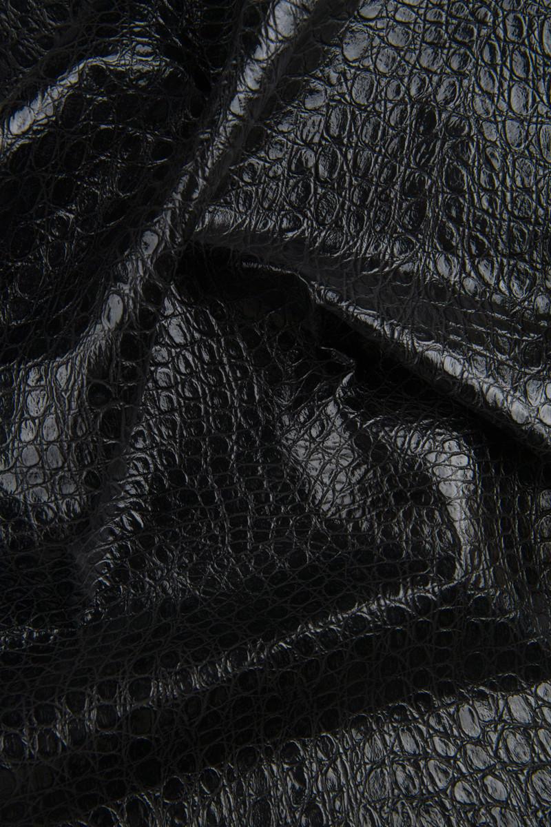 Black CROCODILE EMBOSSED leather hide, glossy alligator printed cowhide, black soft calfskin 0.6 - 0.8 mm B16634-TB La Garzarara