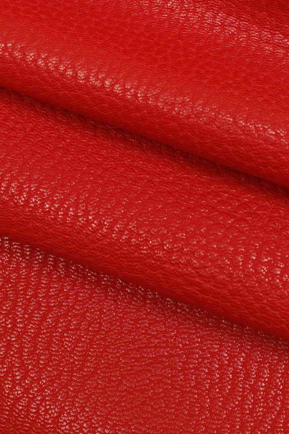 Red GRAINY leather hide, soft semi glossy NATURAL cowhide, thick sporty calfskin for crafters B13122-TU La Garzarara