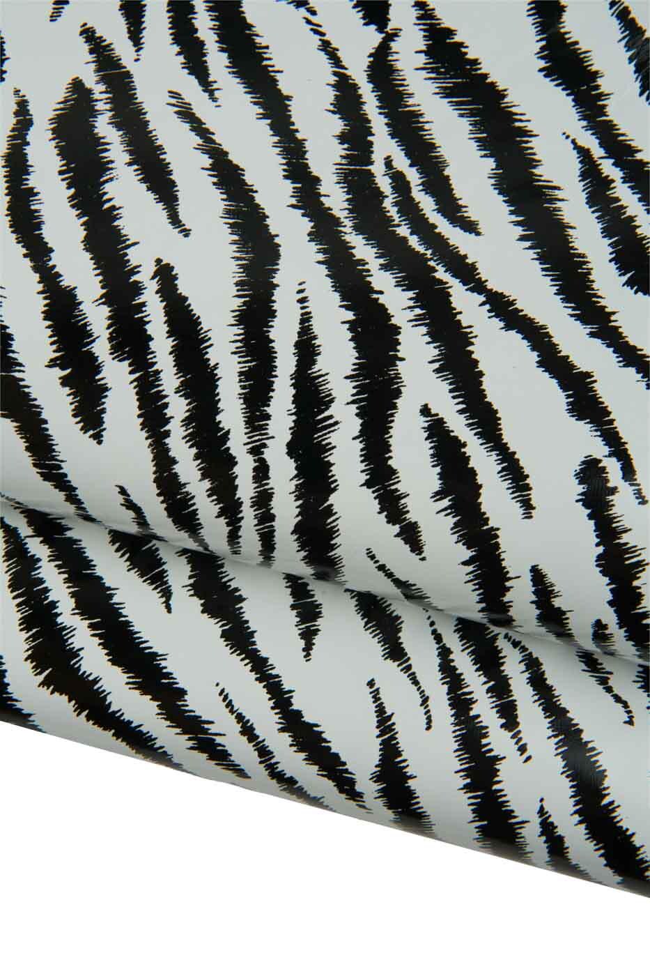 Bundle of 3 ZEBRA printed leather skins, black - white ANIMAL textured goatskins, glossy soft hides B19404-ST La Garzarara