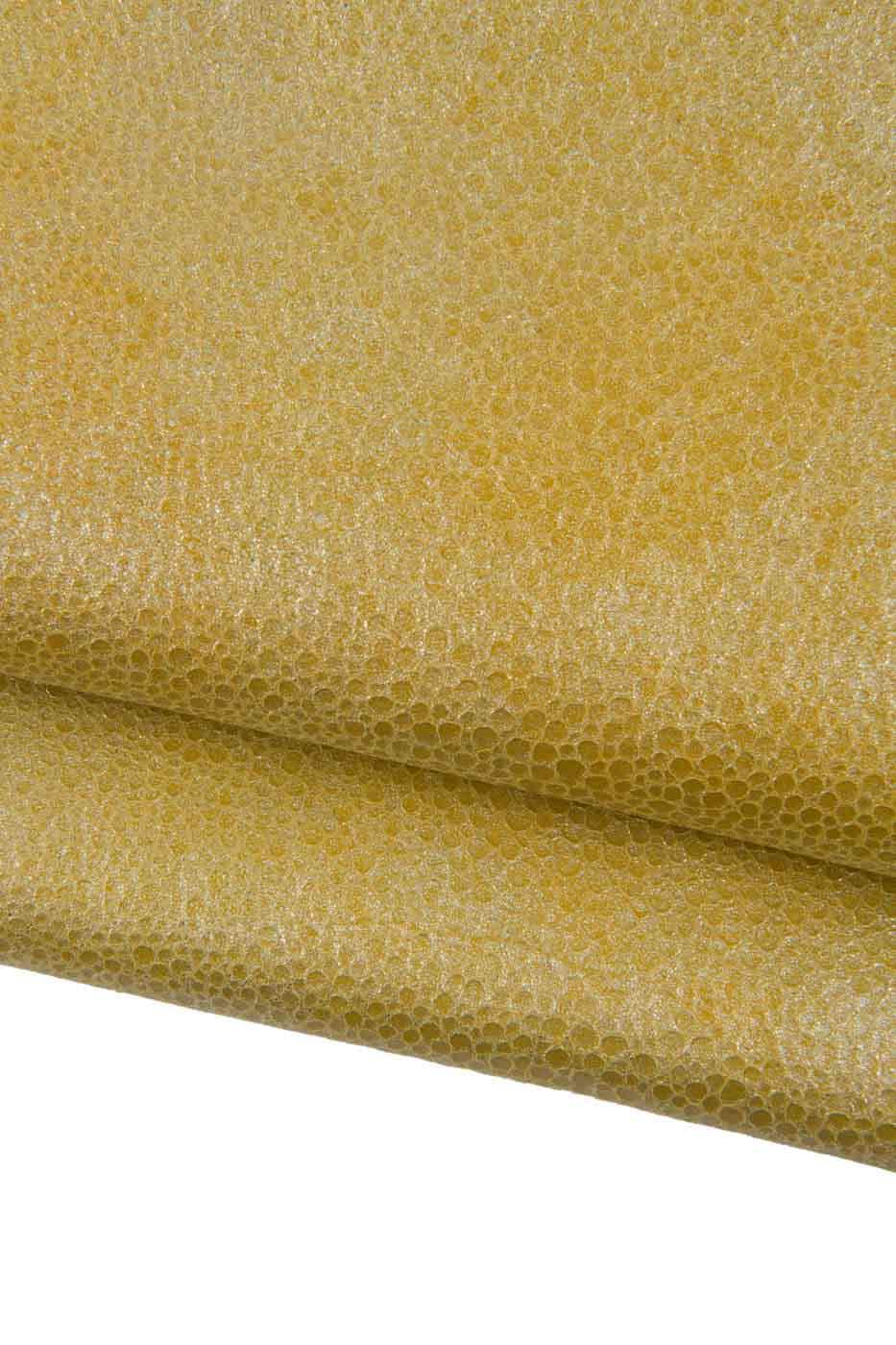 Set of 3 gold / platinum RAY printed goatskin, soft BRIGHT glittered textured leather skin for hobbyists B19459-MT(st) La Garzarara