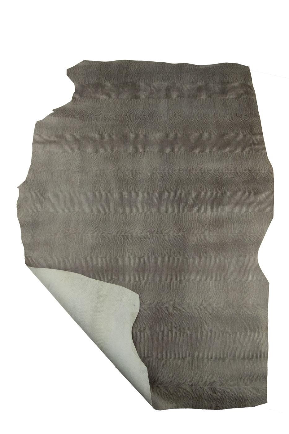 LIZARD textured cowhide, grey REPTILE embossed leather hide, soft semi-glossy printed calfskin for crafters B19310-ST La Garzarara