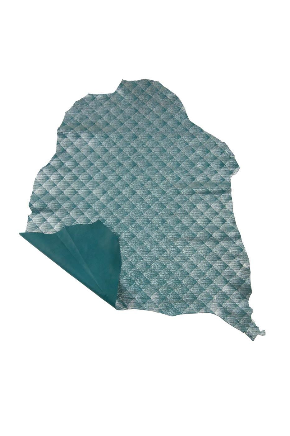Pack of 2 IRIDESCENT metallic GEOMETRICAL printed goatskins, soft bright textured suede leather skins for crafters B19463-MT(st) LaGarzarara