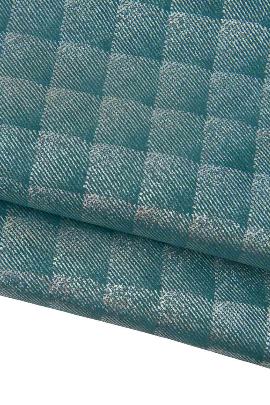 Pack of 2 IRIDESCENT metallic GEOMETRICAL printed goatskins, soft bright textured suede leather skins for crafters B19463-MT(st) LaGarzarara