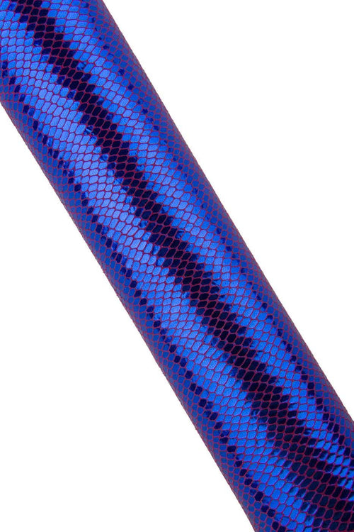 Blue metallic PYTHON textured leather skin, SPARKLE soft snakeskin, glossy reptile printed material B19484-MT(st) La Garzarara