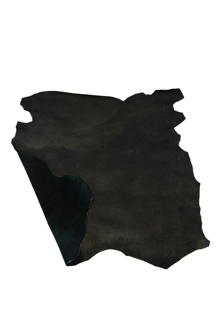 Brown - black REPTILE printed leather skin, soft matt CROCODILE - like embossed goatskin, ideal for crafters B19341-ST La Garzarara