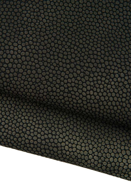 Brown - black REPTILE printed leather skin, soft matt CROCODILE - like embossed goatskin, ideal for crafters B19341-ST La Garzarara