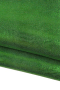 Green LIZARD printed leather skin, soft bright metallic reptile textured goatskin, ideal for DIY projects B19436-ST La Garzarara