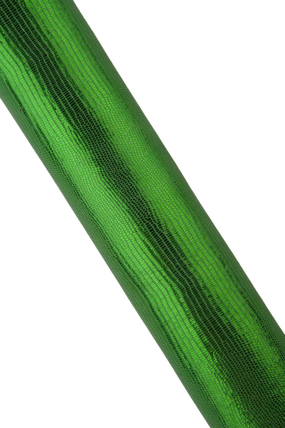 Green LIZARD printed leather skin, soft bright metallic reptile textured goatskin, ideal for DIY projects B19436-ST La Garzarara