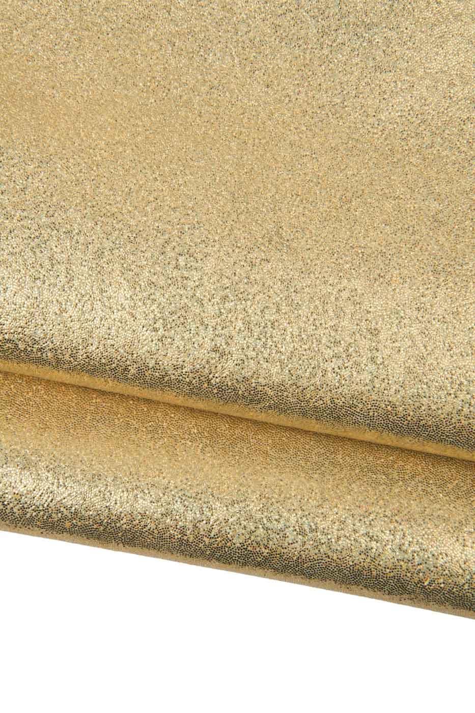 IRIDESCENT gold leather skin, soft metallic goatskin, bright SPARKLE hide for hobbyists B18536-MT La Garzarara