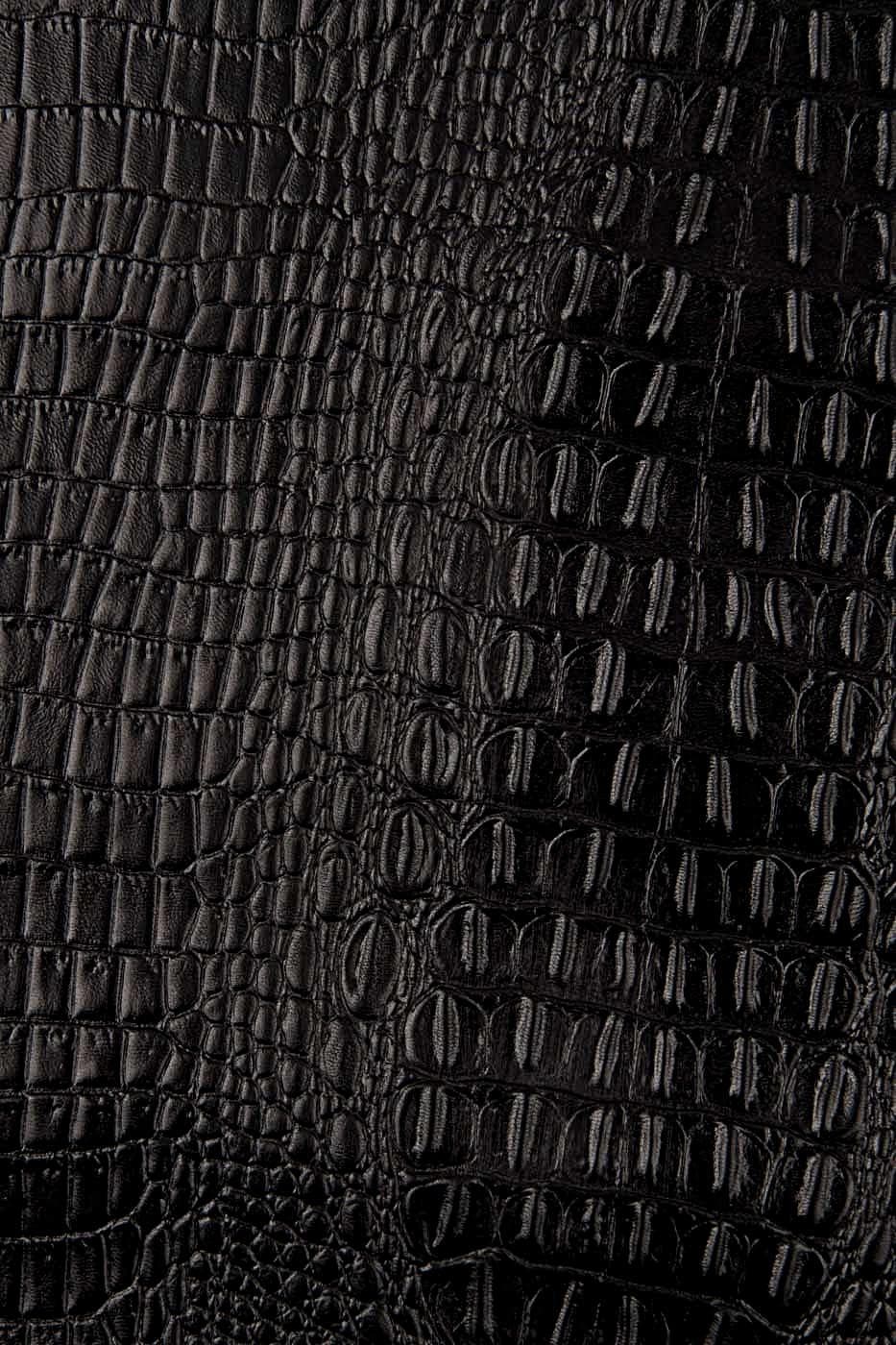 Black ALLIGATOR printed skin, CROCODILE embossed leather skin, goatskin hide, 0.7 - 0.9 mm B17221-TB La Garzarara
