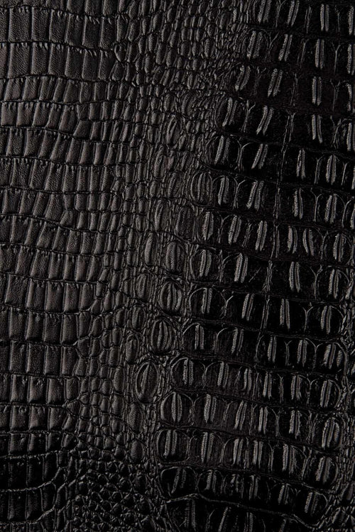 Black ALLIGATOR printed skin, CROCODILE embossed leather skin, goatskin hide, 0.7 - 0.9 mm B17221-TB La Garzarara