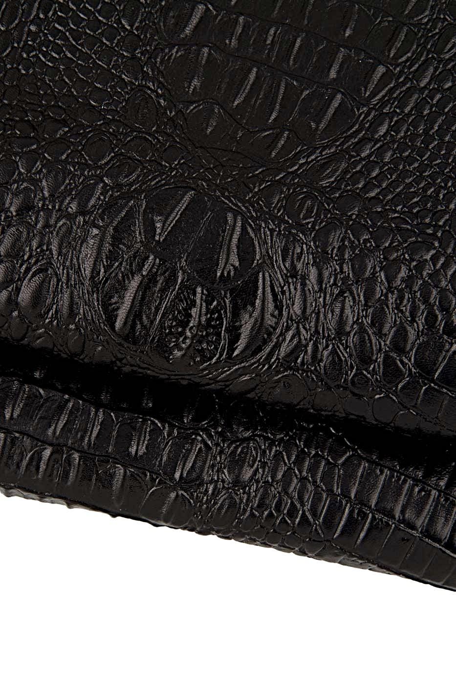 Black ALLIGATOR printed skin, CROCODILE embossed leather skin, goatskin hide, 0.7 - 0.9 mm B17221-TB La Garzarara