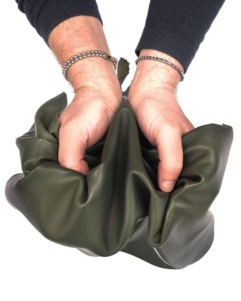 Dark green sheepskin NAPPA leather, SMOOTH soft lambskin, silky hide for garments B17598-TU La Garzarara