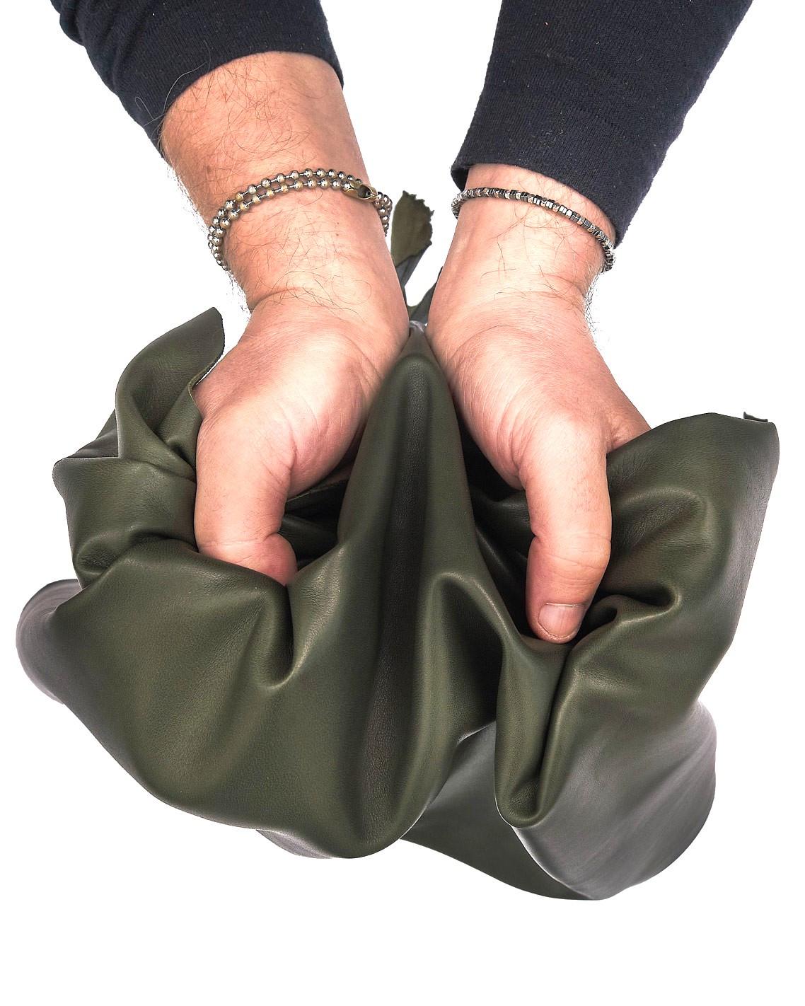 Dark green sheepskin NAPPA leather, SMOOTH soft lambskin, silky hide for garments B17598-TU La Garzarara