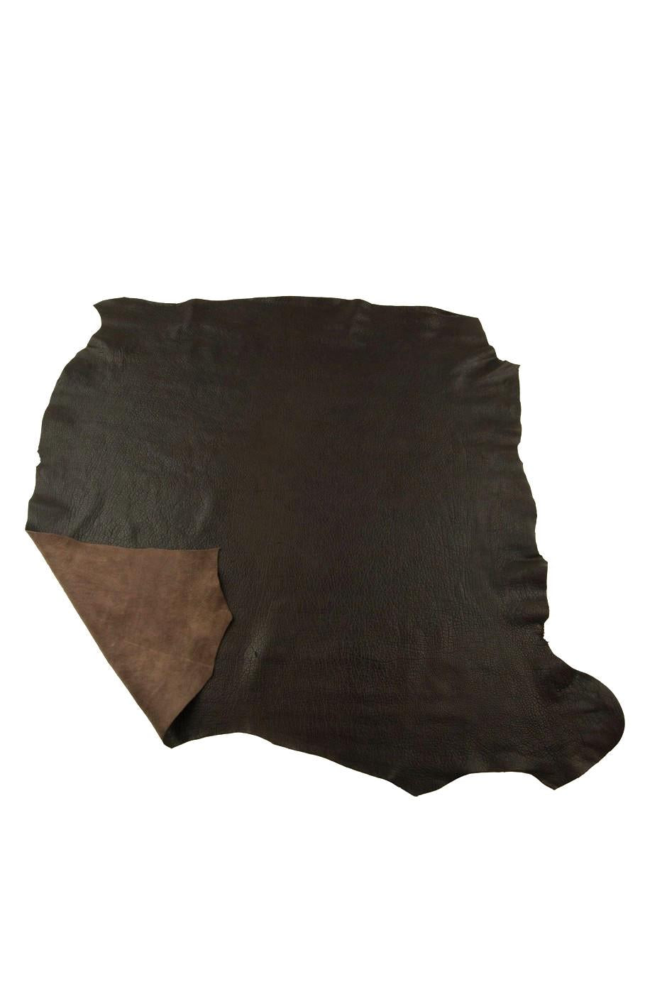 Dark brown GRAINY printed leather skin, SOFT semi glossy lambskin, tumbled sheepskin 1.2 - 1.5 mm B19450-TU La Garzarara