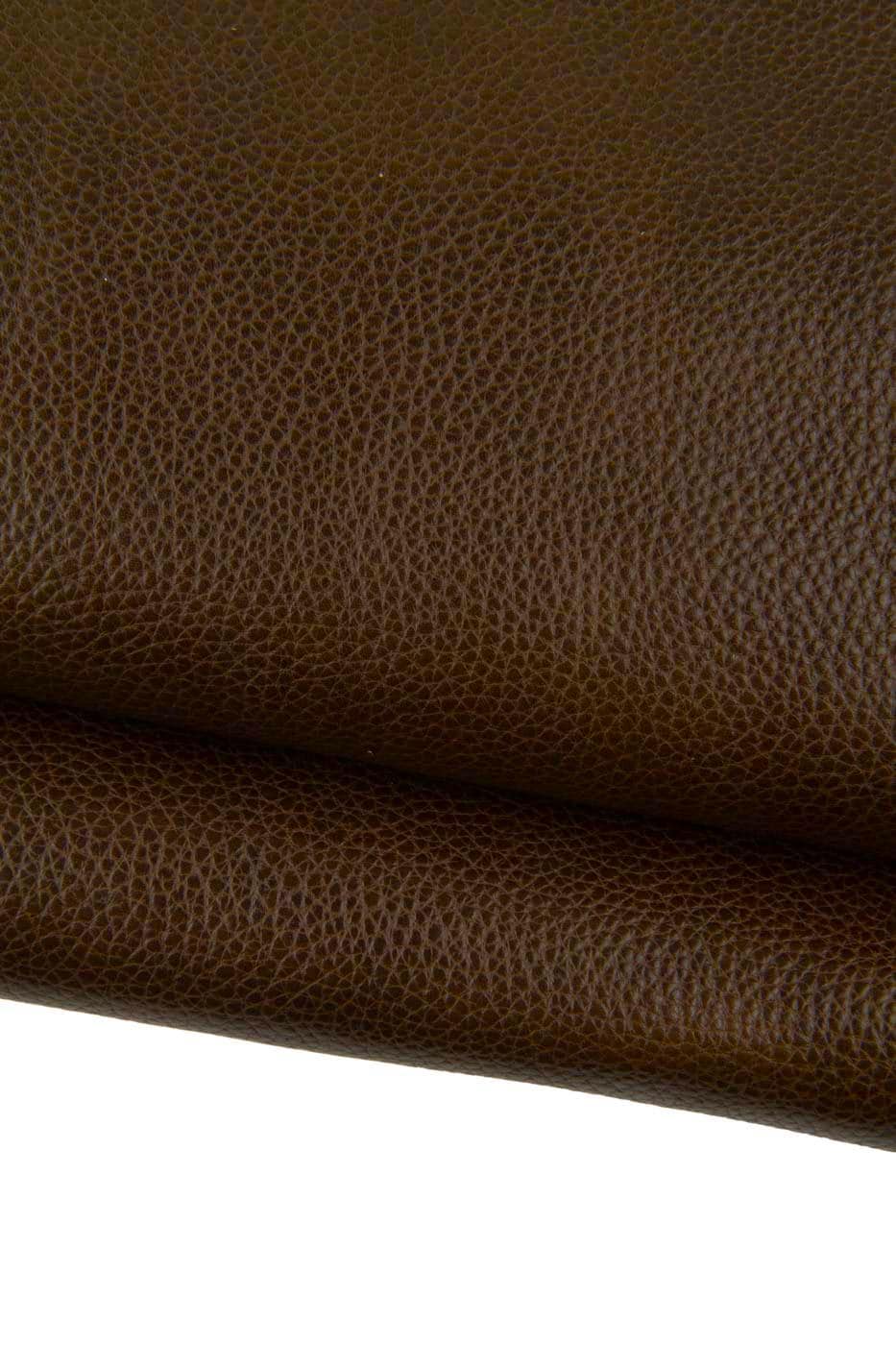 Genuine brown PEBBLE GRAIN printed cowhide, soft semi glossy leather hide, tumbled thick calfskin 1.8 - 2.0 mm B19454-VT La Garzarara