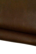 Genuine brown PEBBLE GRAIN printed cowhide, soft semi glossy leather hide, tumbled thick calfskin 1.8 - 2.0 mm B19454-VT La Garzarara