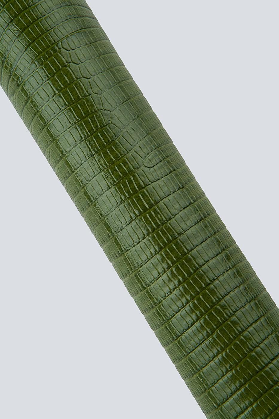 Green LIZARD leather hide, glossy reptile embossed cowhide, SOFT printed calfskin, 0.7 - 0.8 mm B19346-ST La Garzarara