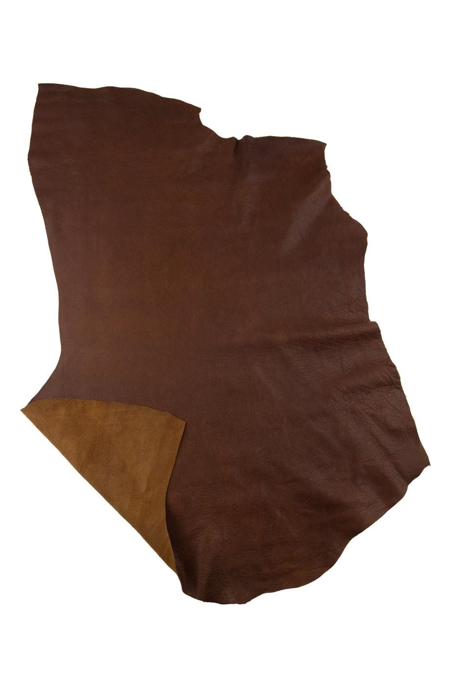 Brown VEGETABLE tanned leather skin - distressed mahogany sheepskins - GRAINY soft washed lambskin for crafters B19456-VT La Garzarara