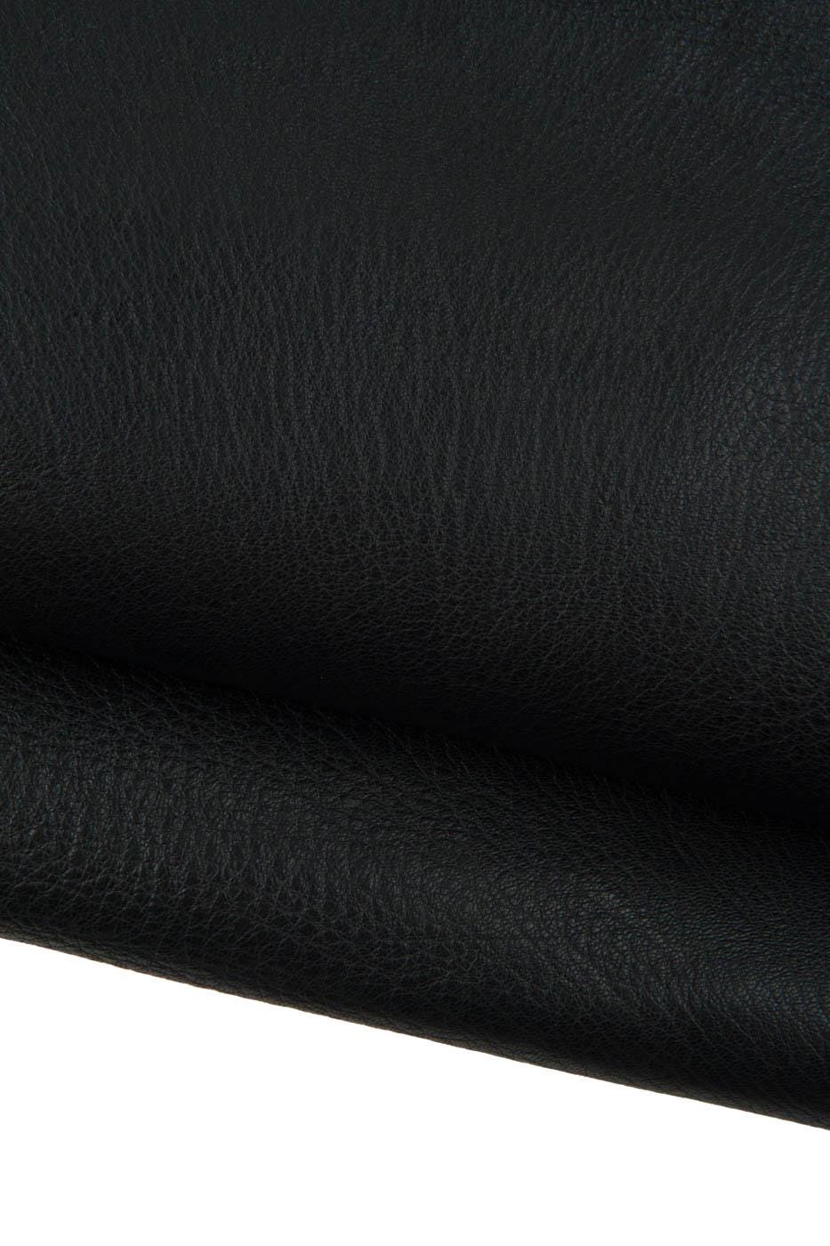 Black PEBBLE GRAIN printed leather skin, soft matt sporty lambskin, genuine Italian sheepskin for crafting B19451-TB La Garzarara