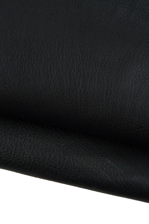 Black PEBBLE GRAIN printed leather skin, soft matt sporty lambskin, genuine Italian sheepskin for crafting B19451-TB La Garzarara