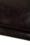 Dark brown GLOSSY SMOOTH leather hide, top quality Italian cowhide, semi stiff thick calfskin for crafters B19455-VT La Garzarara