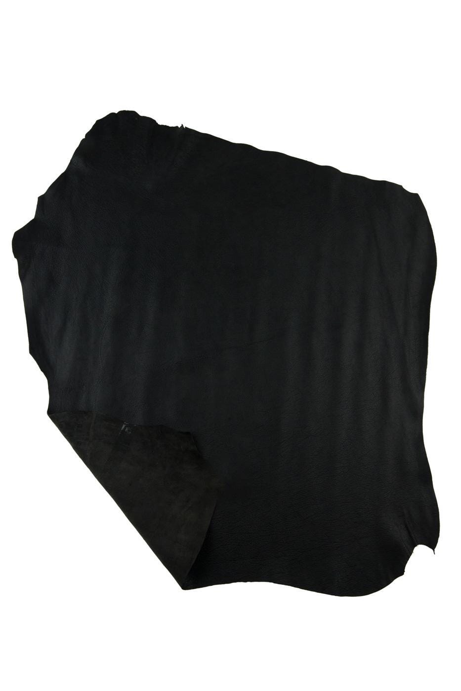 Black GRAINY leather skin, soft semi glossy sporty lambskin, TUMBLED soft sheepskin for crafting B19449-TB La Garzarara