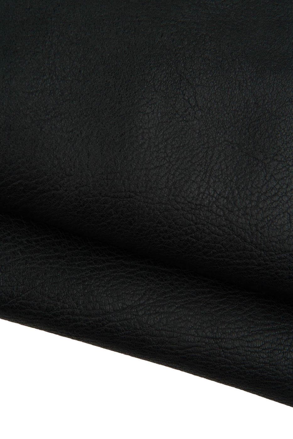 Black GRAINY leather skin, soft semi glossy sporty lambskin, TUMBLED soft sheepskin for crafting B19449-TB La Garzarara