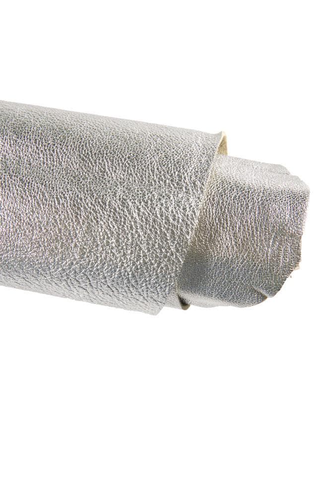 Soft genuine SILVER leather hide, luxurious smooth METALLIC goatskin hide for crafting and diy B16920-MT La Garzarara