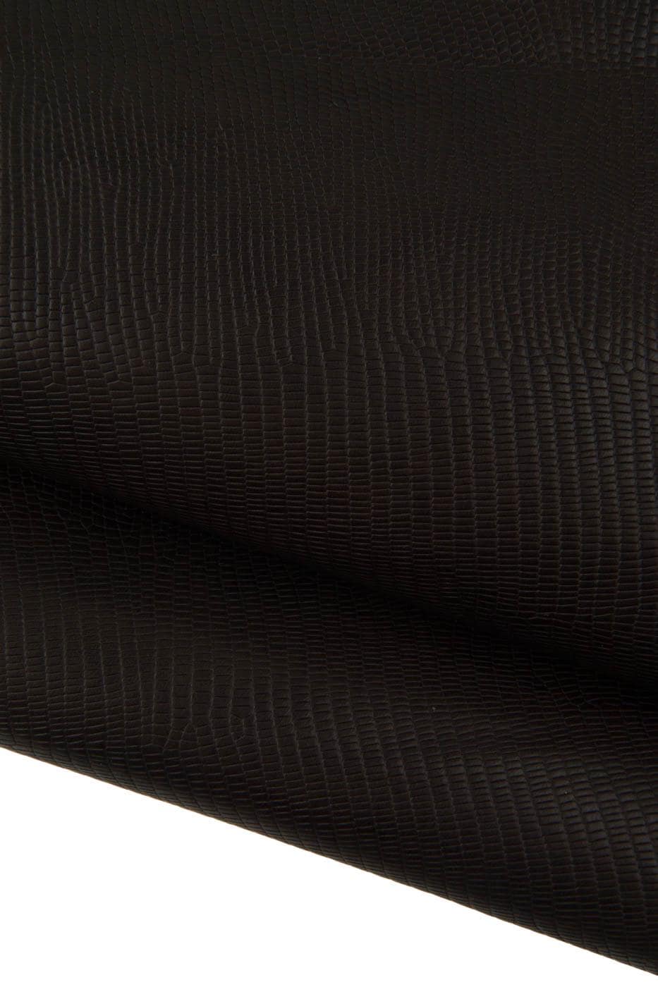 Dark brown LIZARD embossed leather hide, REPTILE printed cowhide, soft matt calfskin for crafters B19327-ST La Garzarara