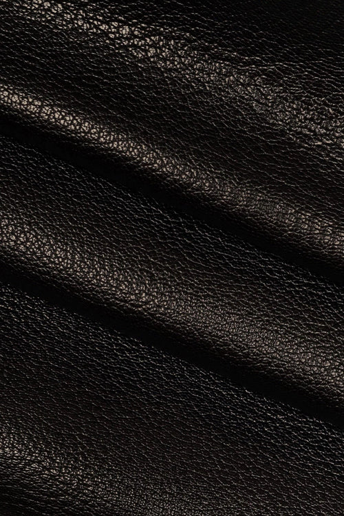 Black tiny PEBBLE GRAIN printed goatskin, soft tumbled leather skin, italian semi glossy material for bags, wallets B19875-TB La Garzarara