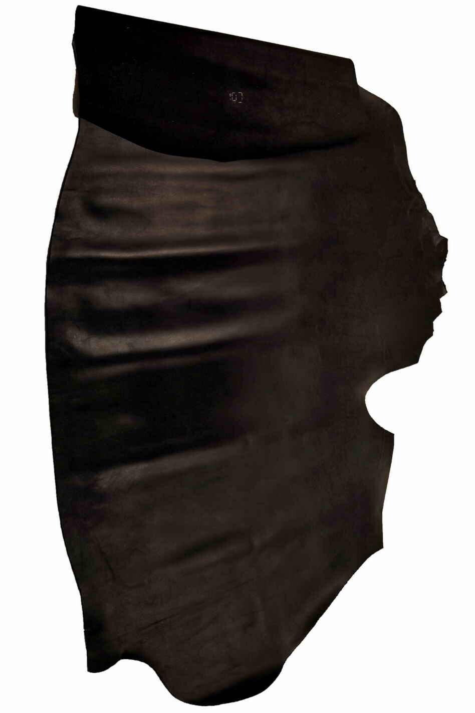 Black SMOOTH GLOSSY leather hide, genuine italian cowhide, ideal for crafts B16203-TB La Garzarara