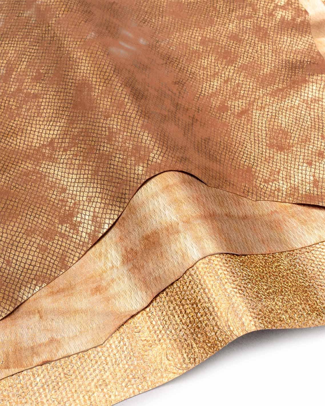 Warm tone leather hides COPPER COGNAC BRONZE italian designer skins luxury fashion leather selection B19003-mt(st) La Garzarara