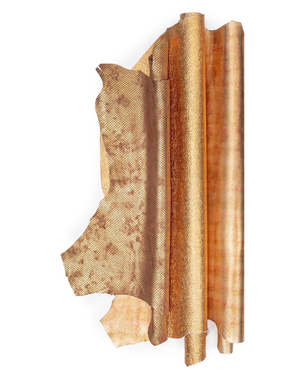 Warm tone leather hides COPPER COGNAC BRONZE italian designer skins luxury fashion leather selection B19003-mt(st) La Garzarara