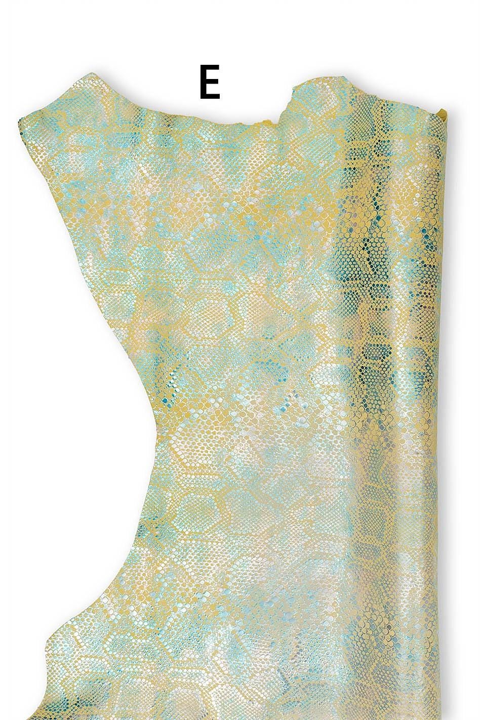 METALLIC PYTHON textured suede goatskins, colorful reptile printed leather skins, bright materials for hobbyists B19056-MT(st) La Garzarara