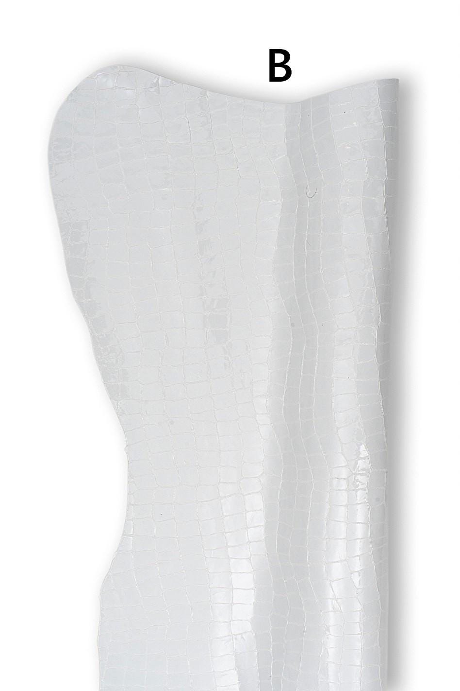 METALLIC CROCODILE embossed leather skin, silver - white - gold glossy reptile printed goatskins, soft hides B19141-MT(st) La Garzarara