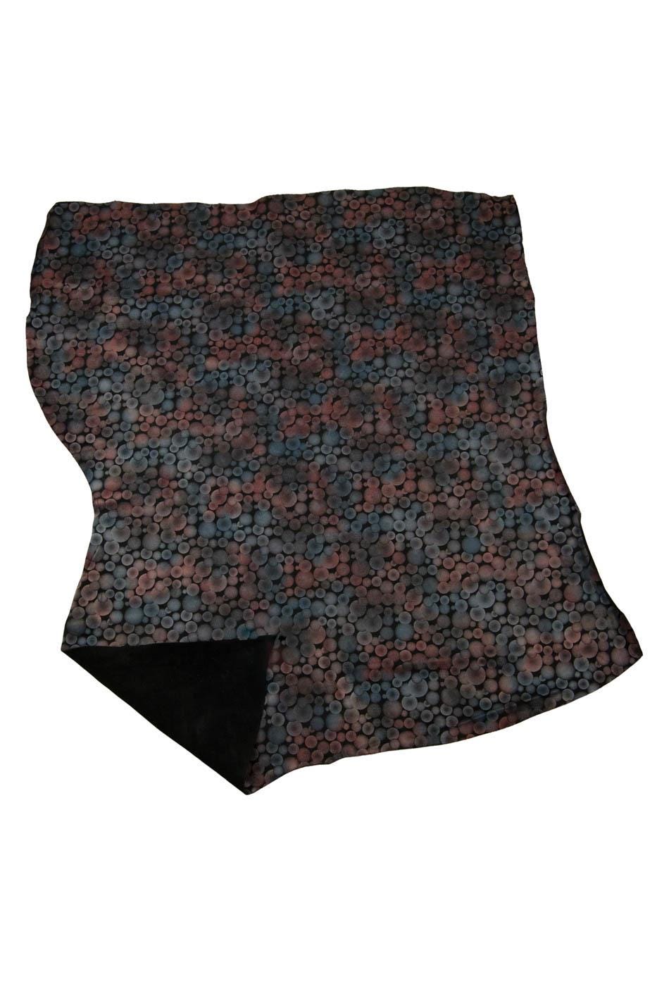 METALLIC TEXTURED leather skin, red - blue circle print on black soft suede goatskin, ideal for crafters B19439-MT(st) La Garzarara