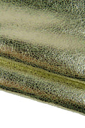 Light gold METALLIC leather skin, glossy CRACKLE print on yellow goatskin, soft sparkle material for crafters B19464-MT(st) La Gararara