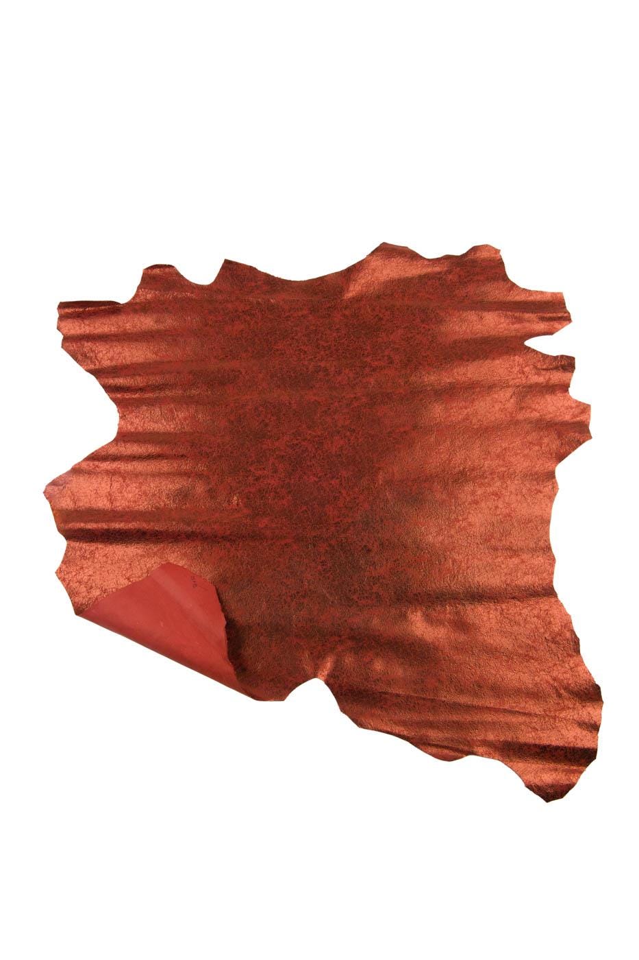 Bundle of 3 red - burgundy METALLIC leather skins, glossy CRACKLE textured goatskins, soft sparkle materials B19483-MT(st) La Gararara
