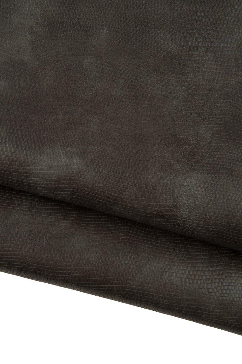 Grey LIZARD printed leather hide, dove REPTILE embossed cowhide, soft semi-glossy calfskin for crafters B19339-ST La Garzarara