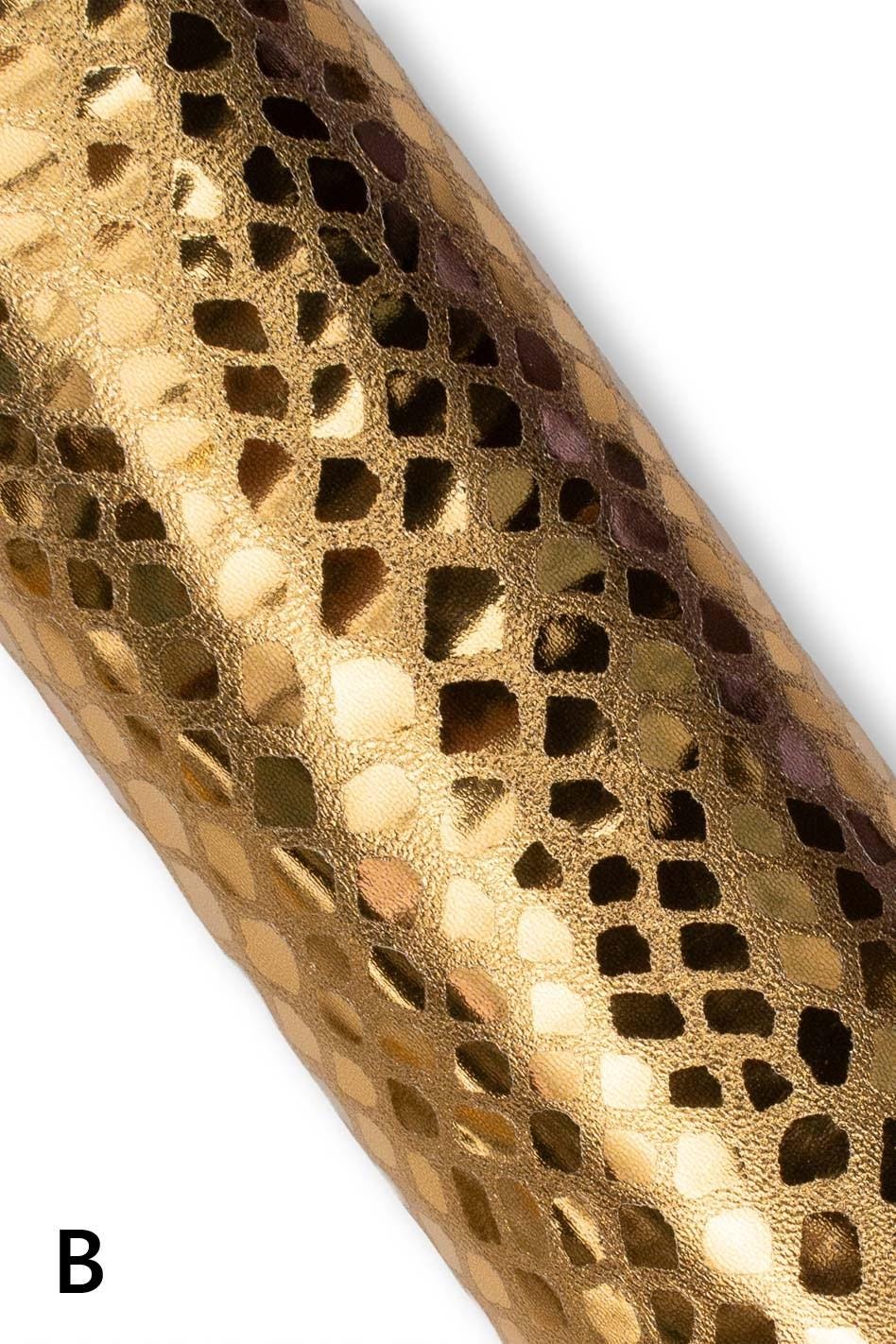 METALLIC CROCODILE leather skin, glossy reptile textured goatskin, soft sparkle material for diy creations B19144-MT(st) La Garzarara