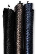METALLIC SNAKE printed leather skin, black - seelmetal - blue python textured skin, soft bright hide for hobbyists B19142-MT(st) LaGarzarara